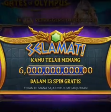 Tampilan kemenangan slot online dengan maxwin senilai 6 juta yang ditampilkan di layar permainan.